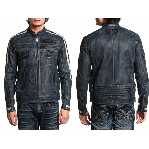 AFFLICTION Men's Jacket VELOCITY LEATHER JACKET - Picture 3 of 12
